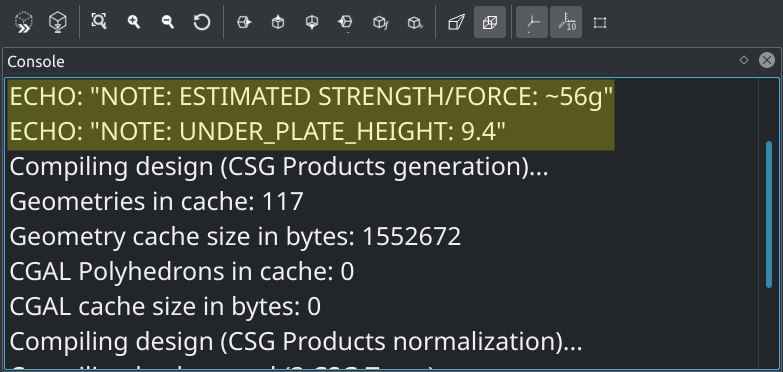 OpenSCAD Console Output