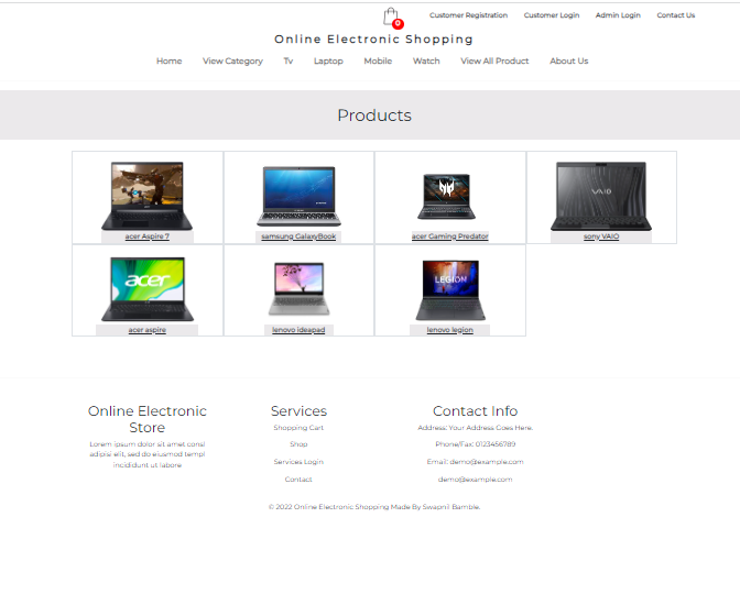 Products Page