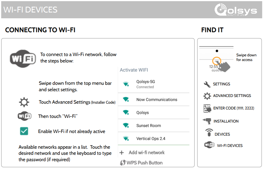 Qolsys documentation to connect to WiFi