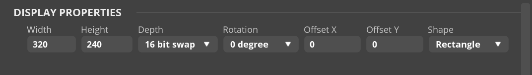 SquareLine display properties