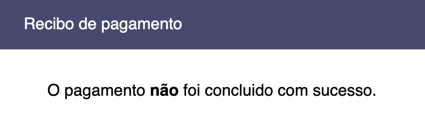 Modal de erro no pagamento