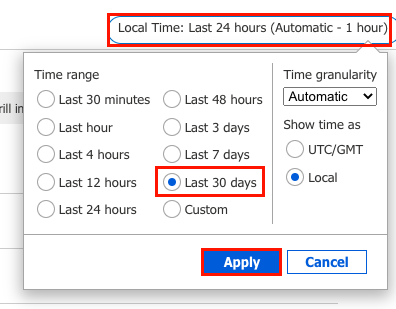 Metrics Time Range