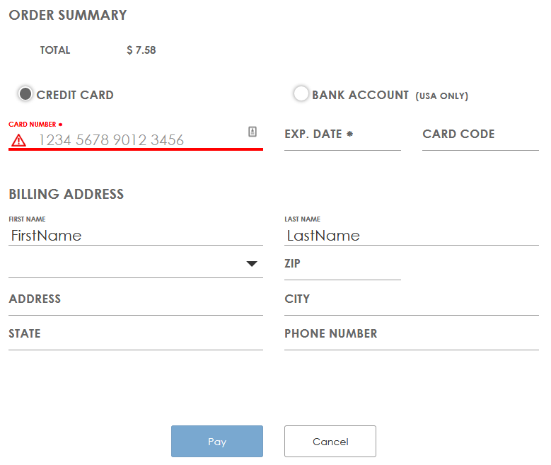 Default Gateway Payment Page