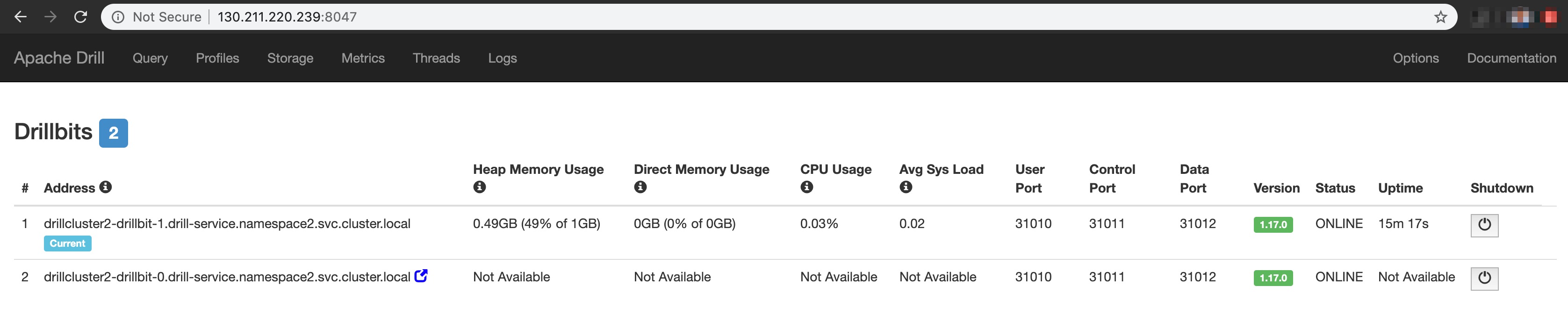 Drill Web UI via LoadBalancer for GKE