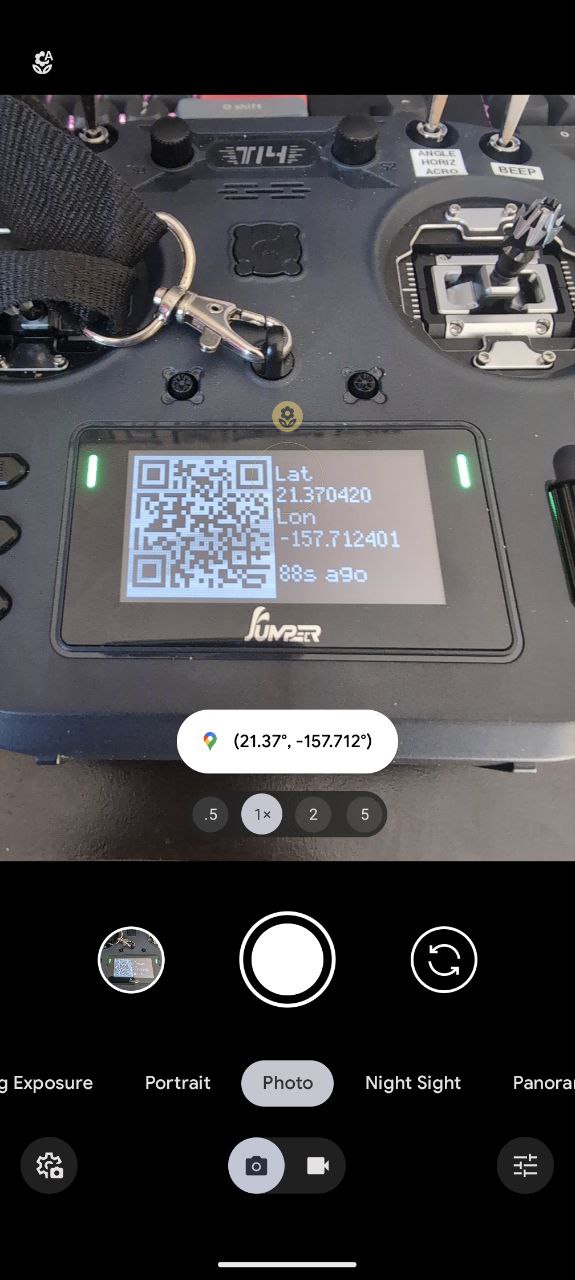 Screenshot of the camera app scanning the QR code by this script