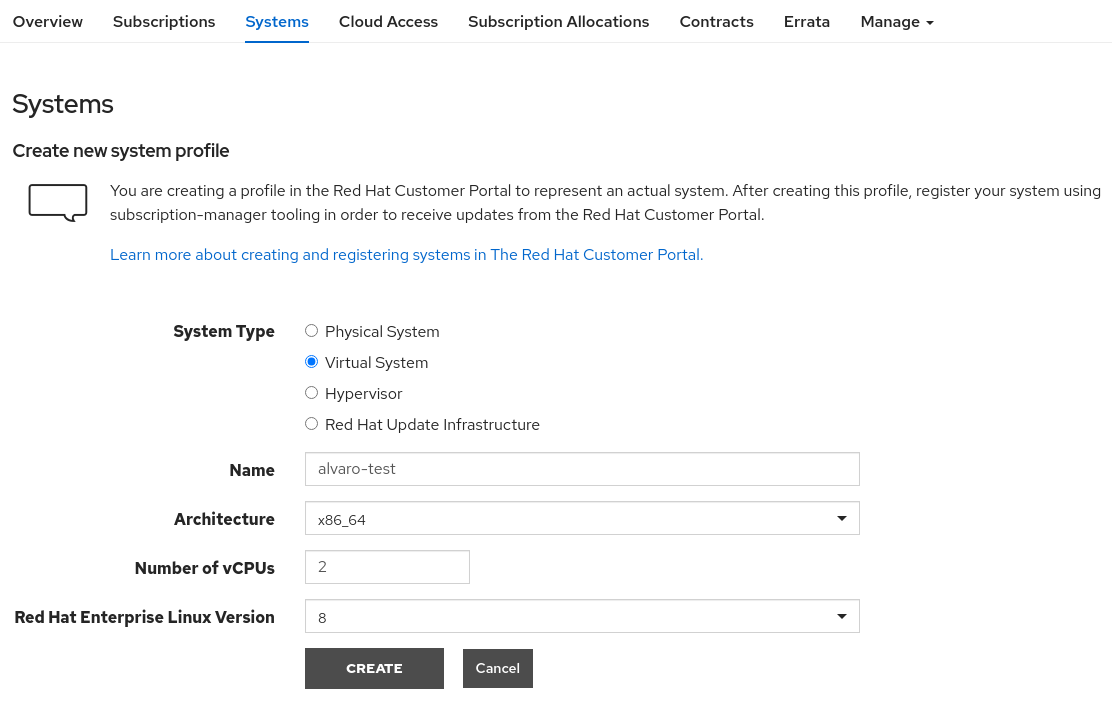 Create a System in the management console