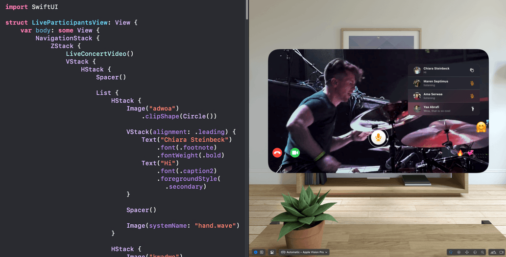 SwiftUI and visionOS Livetreaming animation
