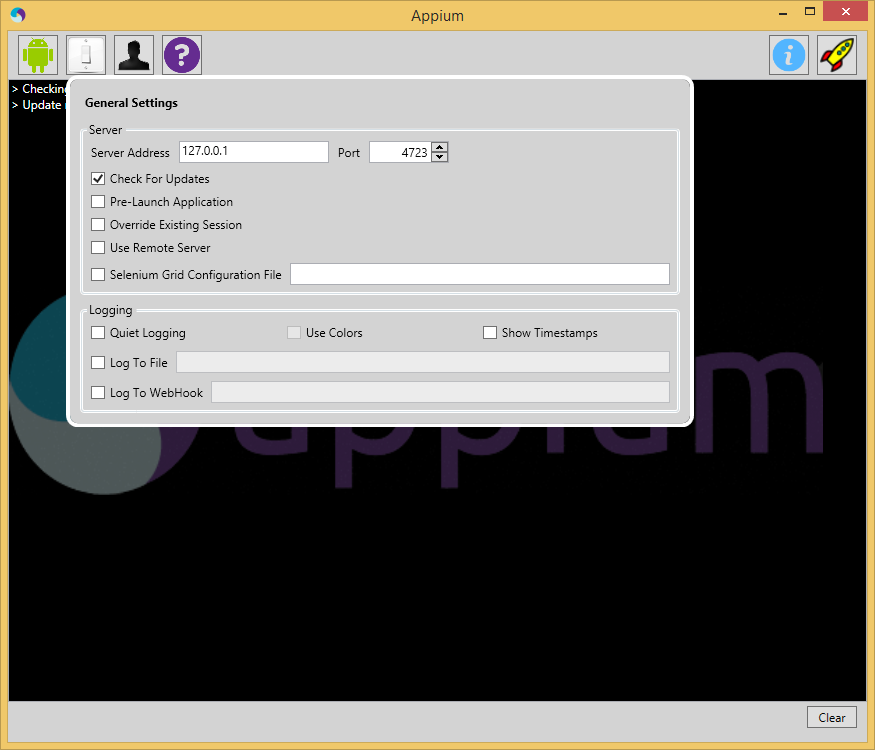 Appium Preferences