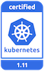 This badge indicates Kubernetes version 1.11 certification for IBM Cloud Container Service.