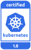 This badge indicates Kubernetes version 1.8 certification for IBM Cloud Container Service.