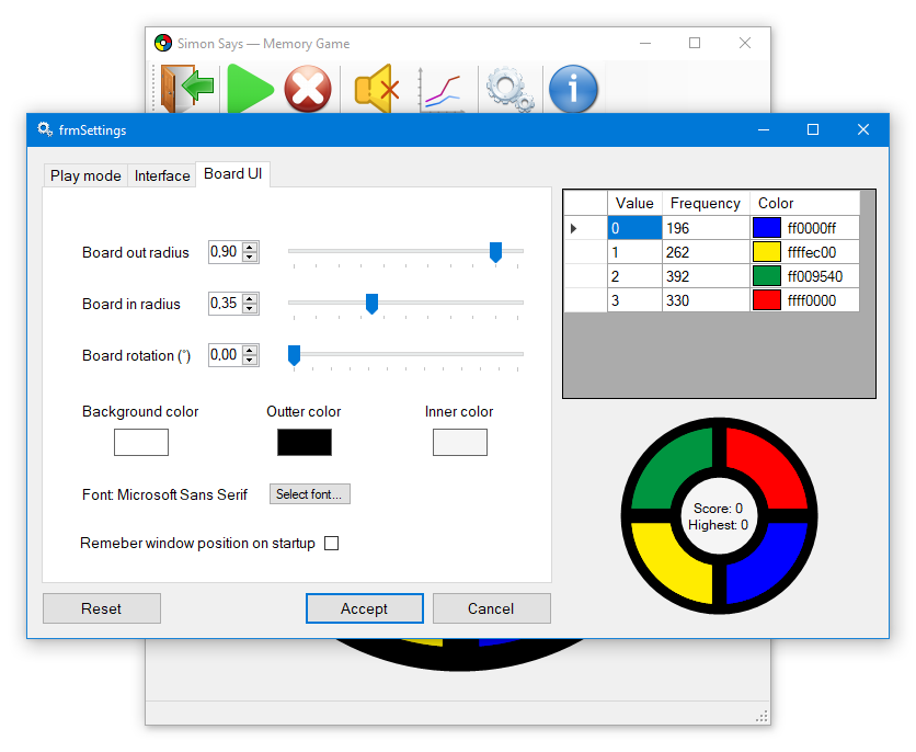 Main board UI