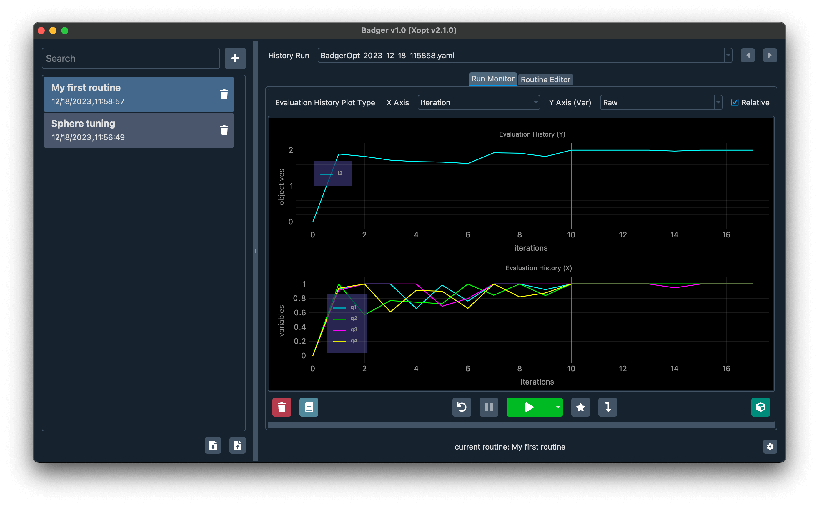 Badger main GUI