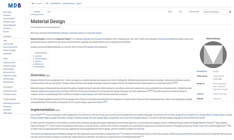 Wikipedia article page