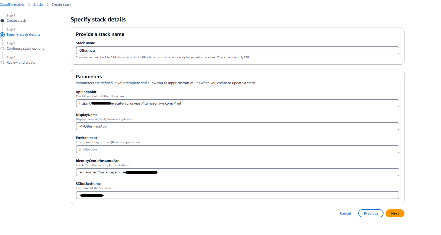 Create QApp Parameters CFN