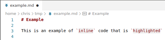 inline code example