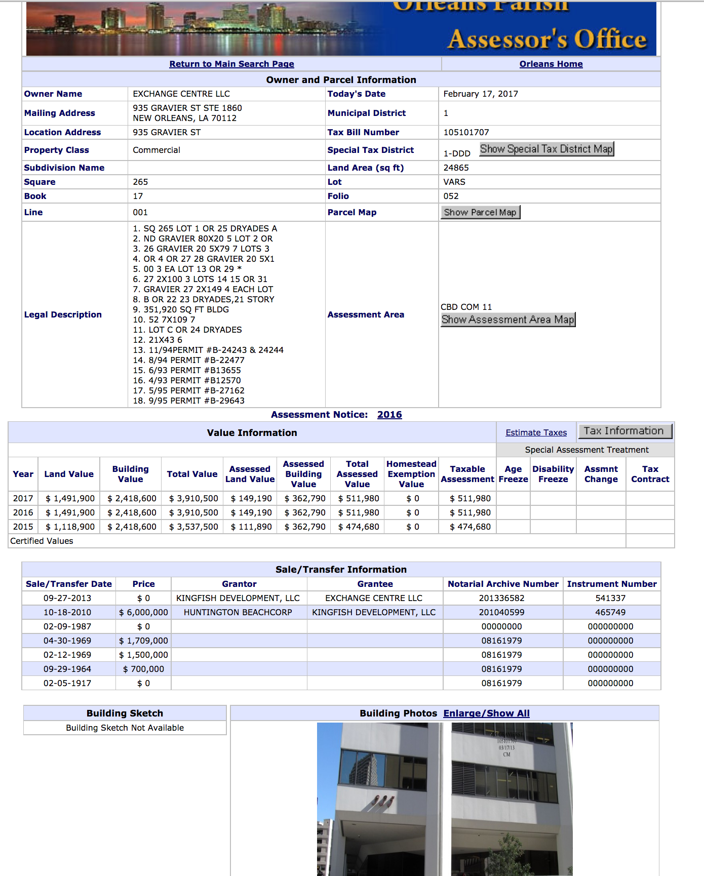 Screenshot of Assessors Site