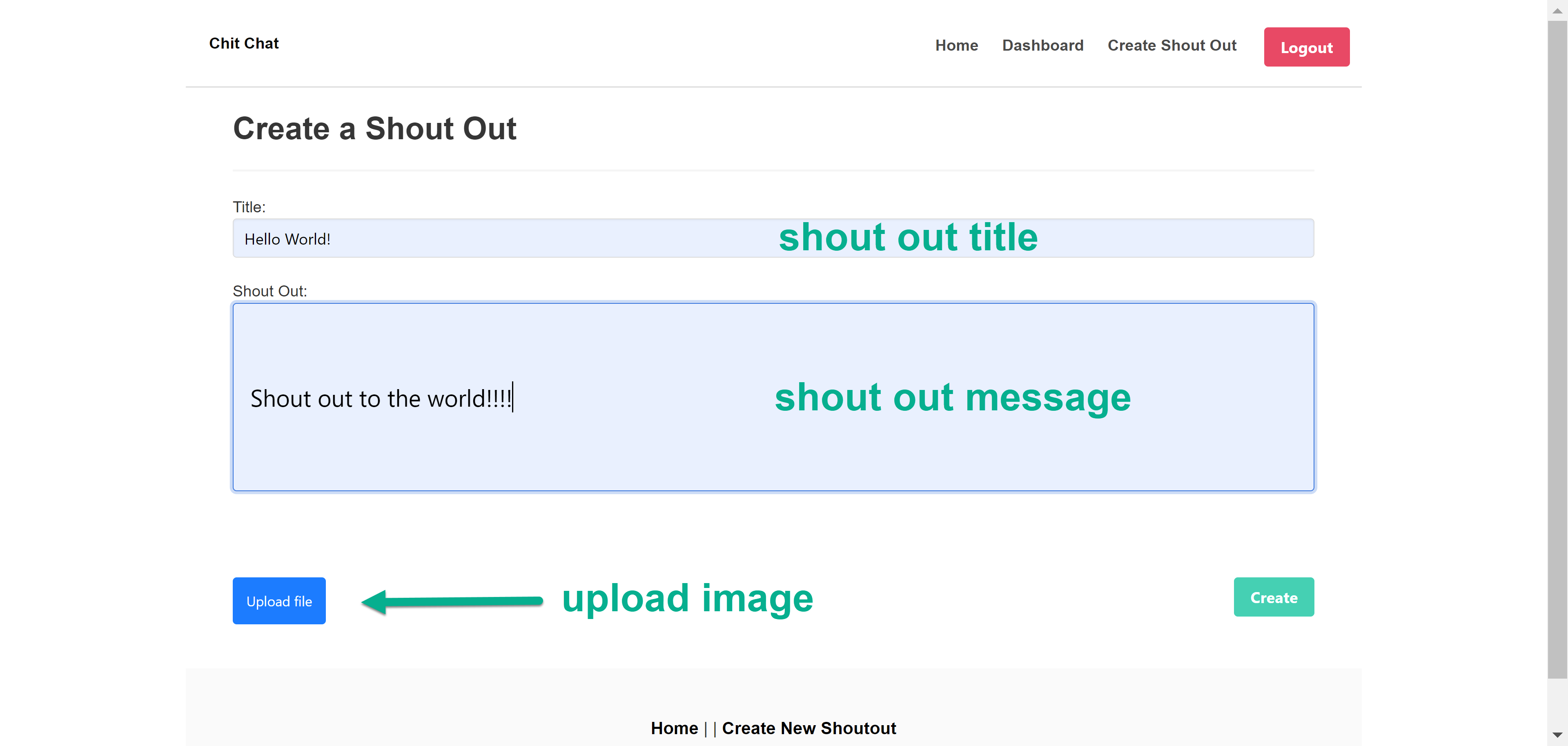 Create Shout Out Screen