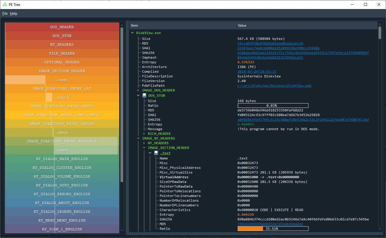 PE Tree standalone application