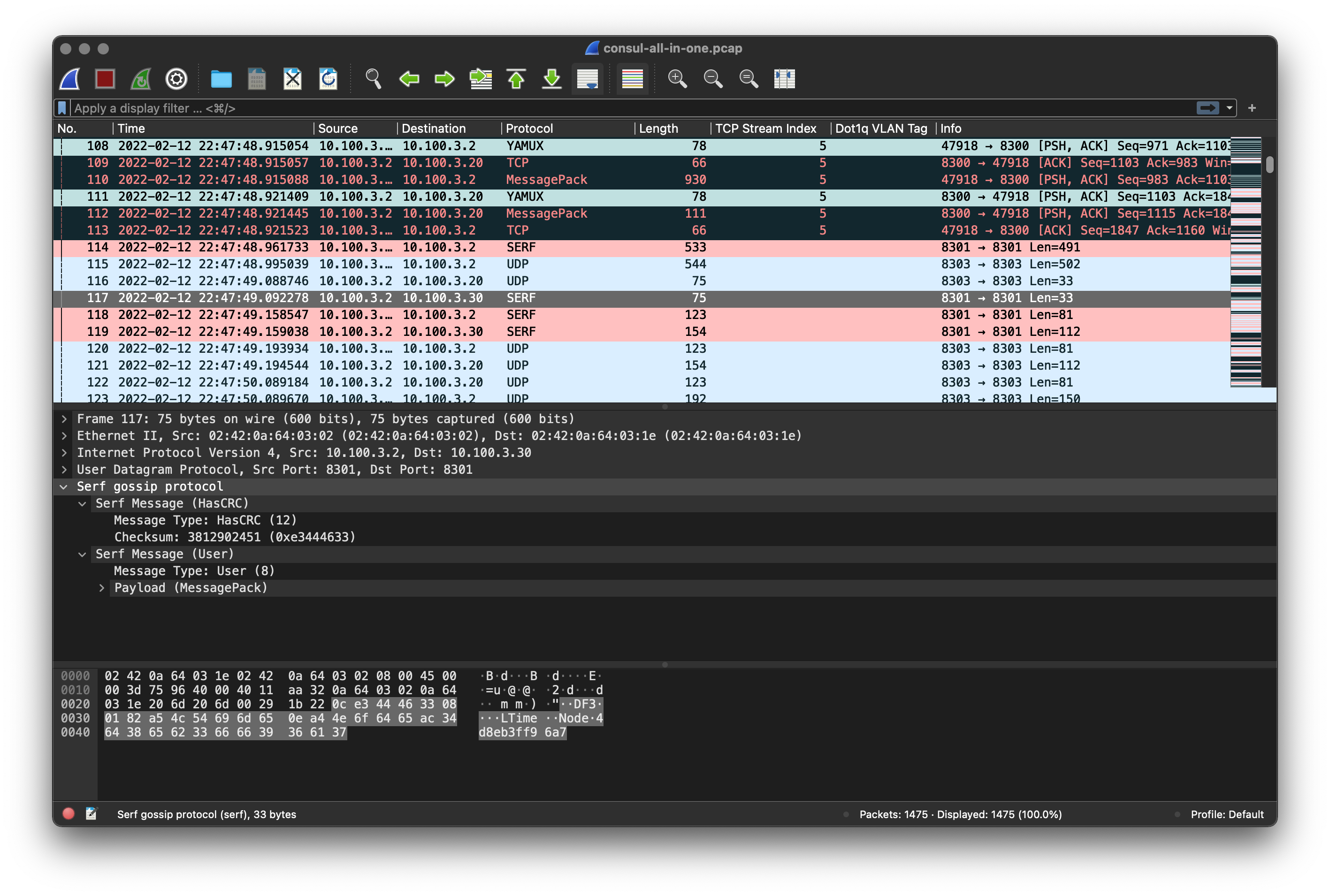 Screenshot of Consul decoded traffic in Wireshark