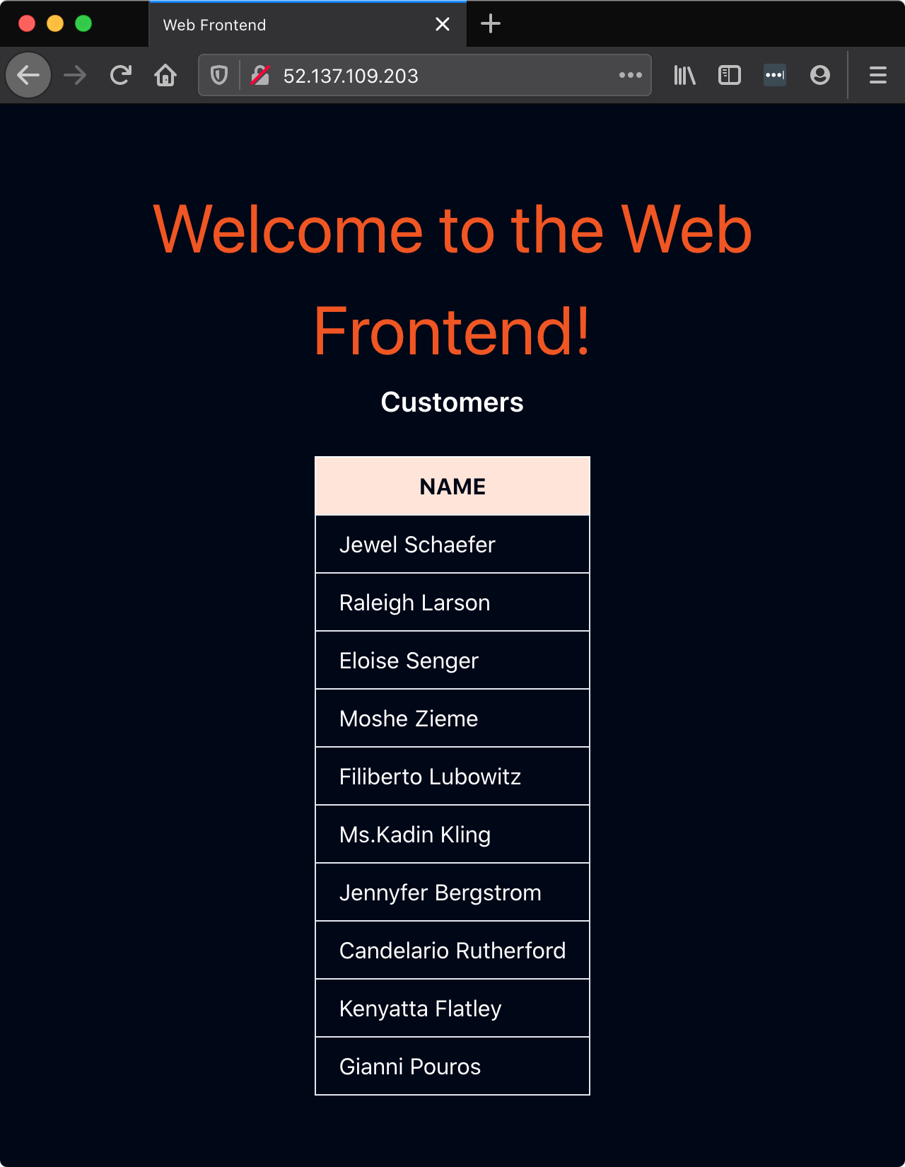 Web Frontend and Customers v1