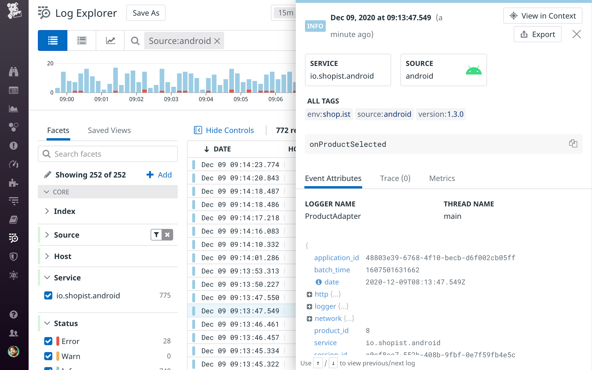 Datadog Mobile Logs