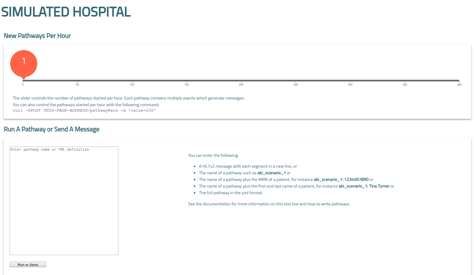 The Simulated Hospital control panel