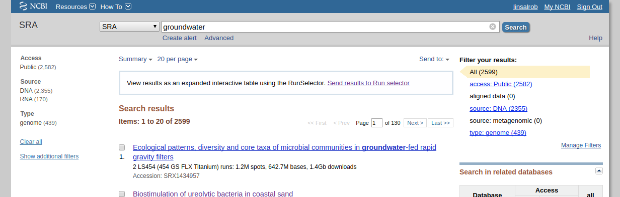 Groundwater Metagenomes in SRA