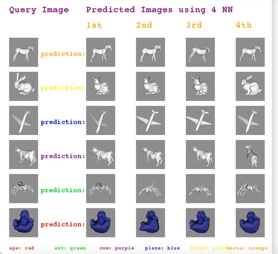 Nearest Neighbor Classification results