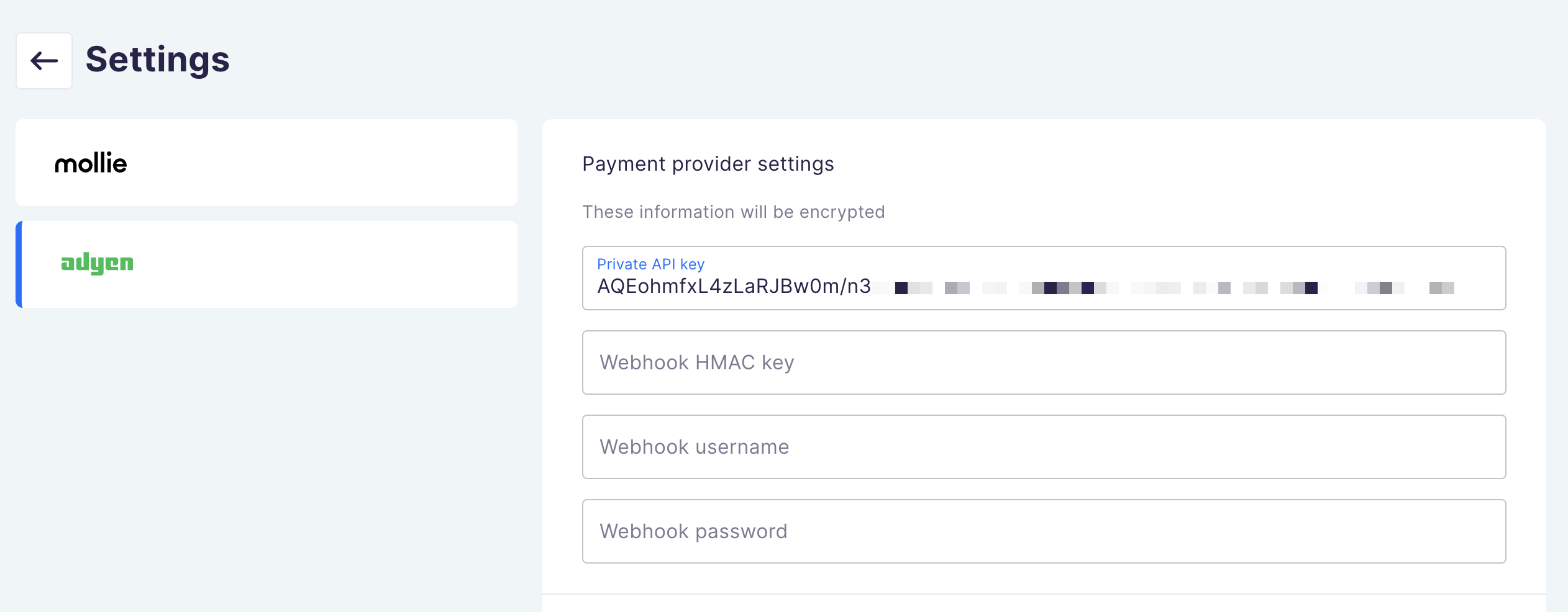 Paste API key in Checkout app configuration