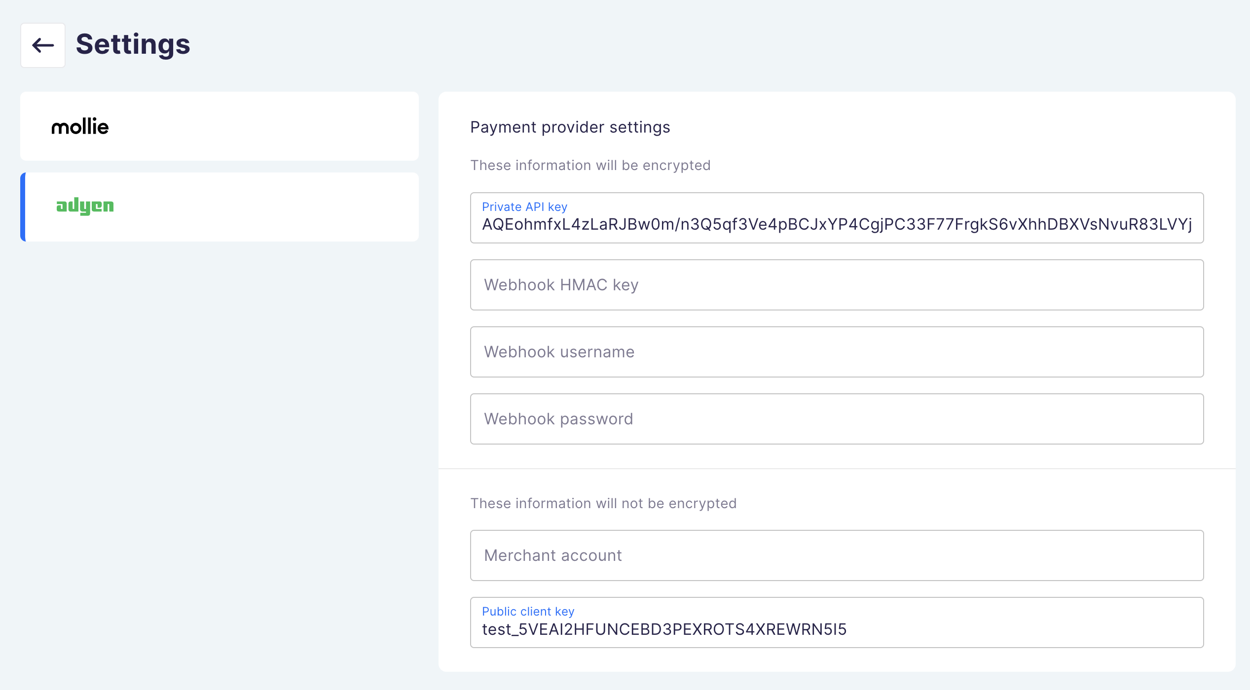 Paste client key in Checkout app configuration