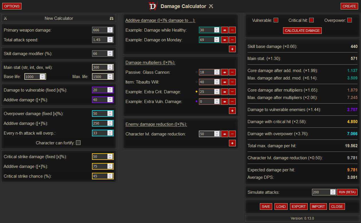 Damage Calculator S2