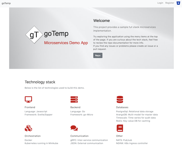 goTempM landing page