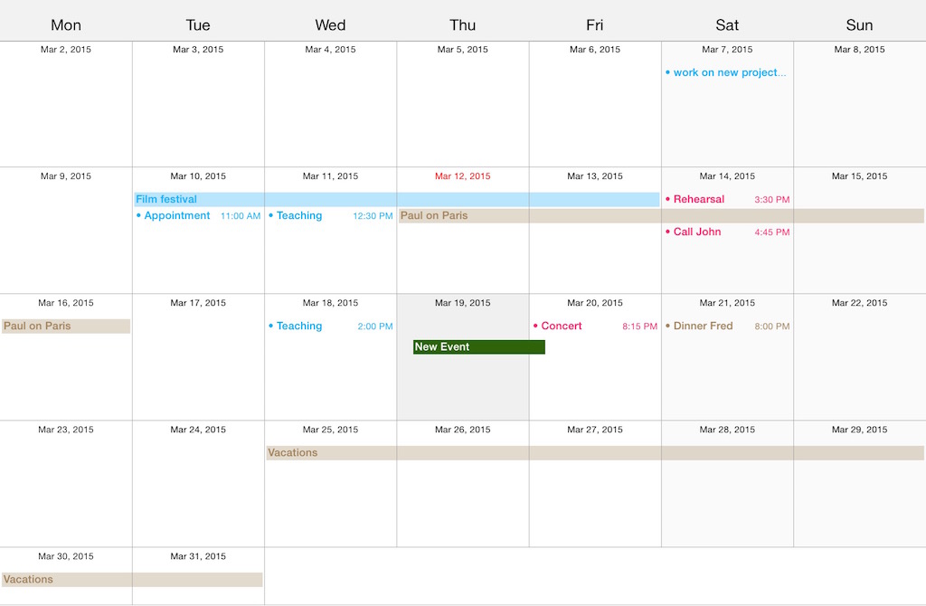 Month Planner View