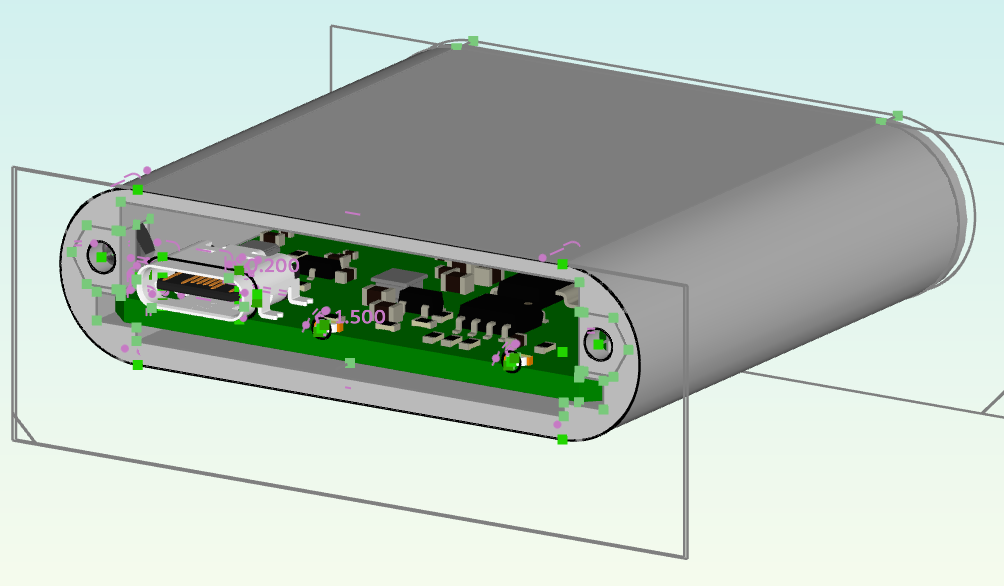 Dune 3D screenshot of the case without the lid and some constraints visible.