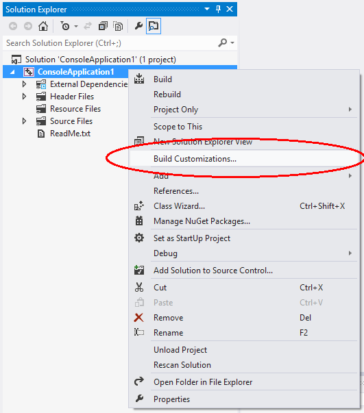 Build Customizations in Solution Explorer