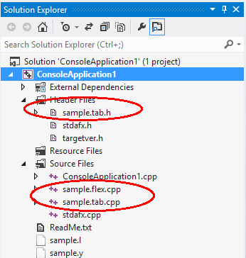 Include generated files into Solution