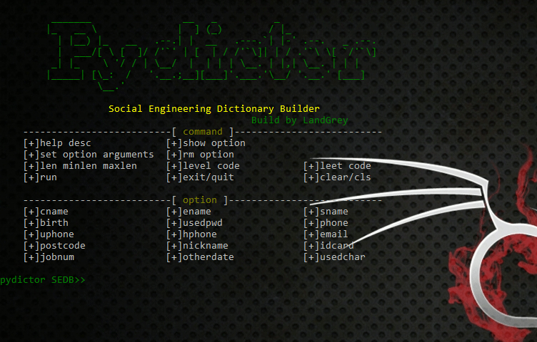 social engineering dictionary builder