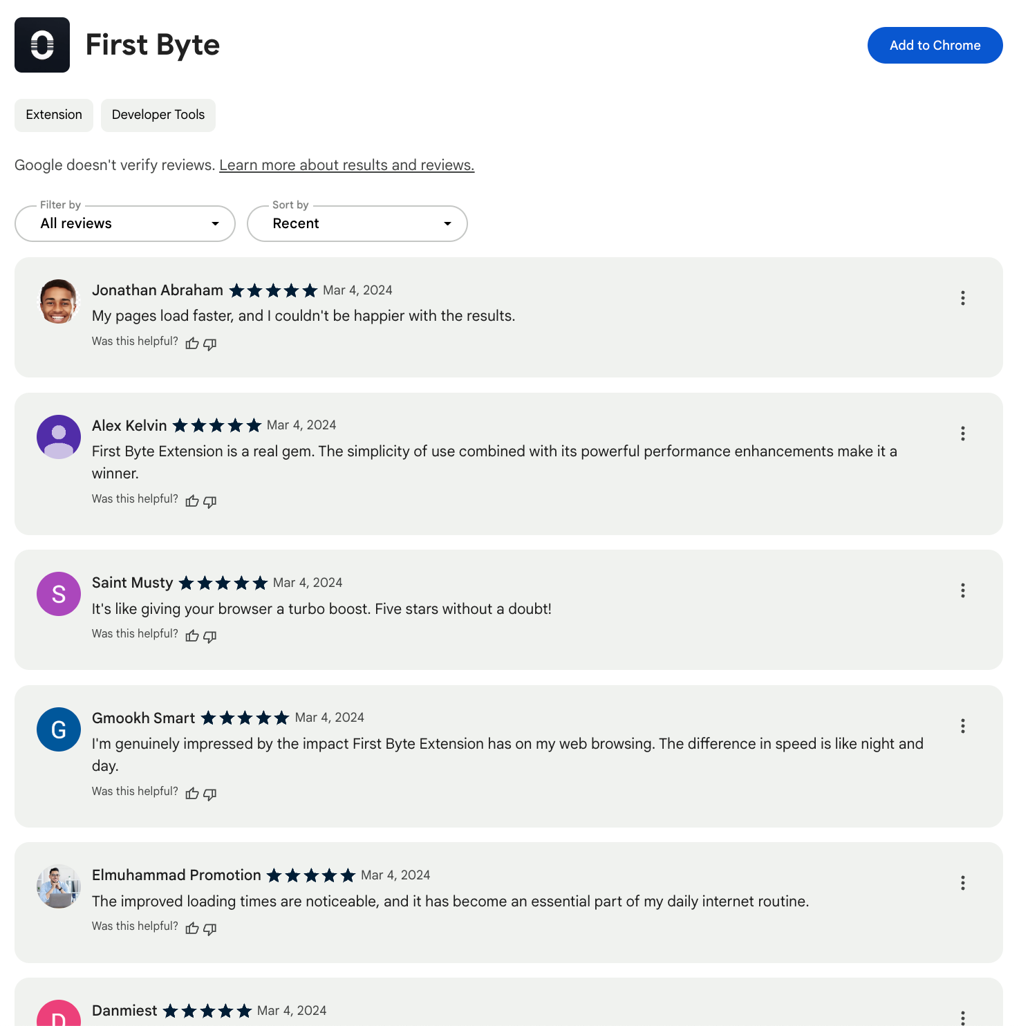 Glowing reviews for First Byte