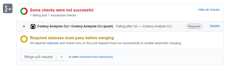 Failed Codacy analysis workflow