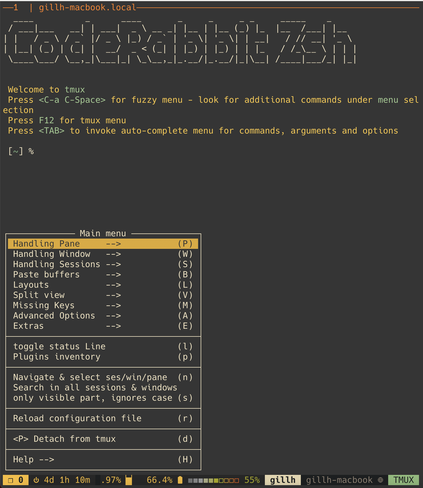 tmux Menu