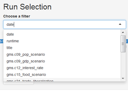 Run selection by using a filter