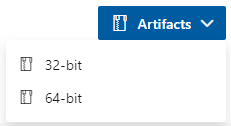Artifact download menu with the options 32-bit and 64-bit