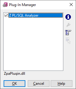 Plug-In Manager listing the Z PL/SQL Analyzer