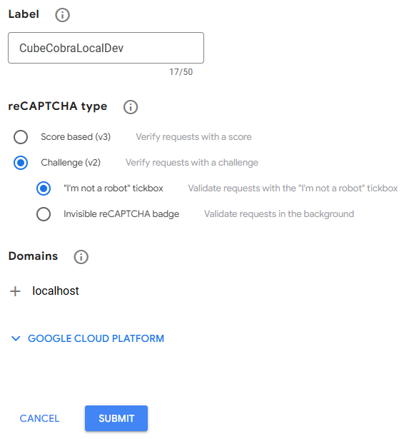 Creating a reCAPTCHA site