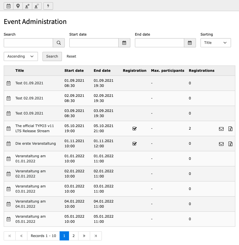 Event administration module