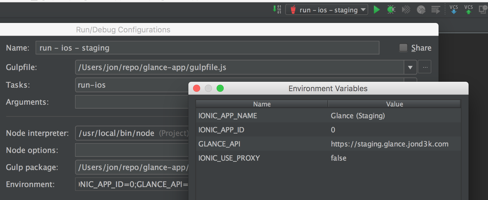 Image of IntelliJ IDEA run config