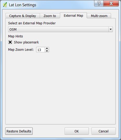 External Map Settings