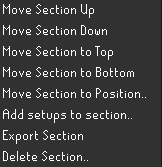 Sections Right-Click Menu