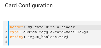 card configuration with header