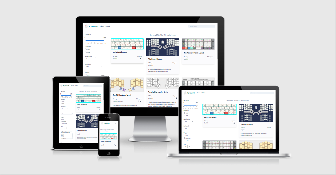 Screenshots of keymapdb.com on all devices by ami.responsivedesign.is